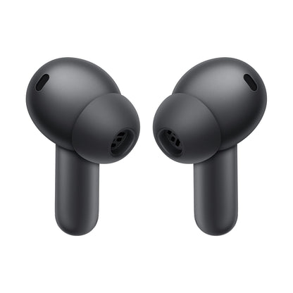 Storm Gray | OnePlus Buds 4 Storm Gray earbuds, close-up of silicone ear tips and microphones