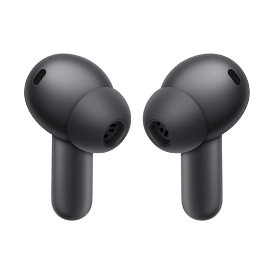 Storm Gray | OnePlus Buds 4 Storm Gray earbuds, close-up of silicone ear tips and microphones