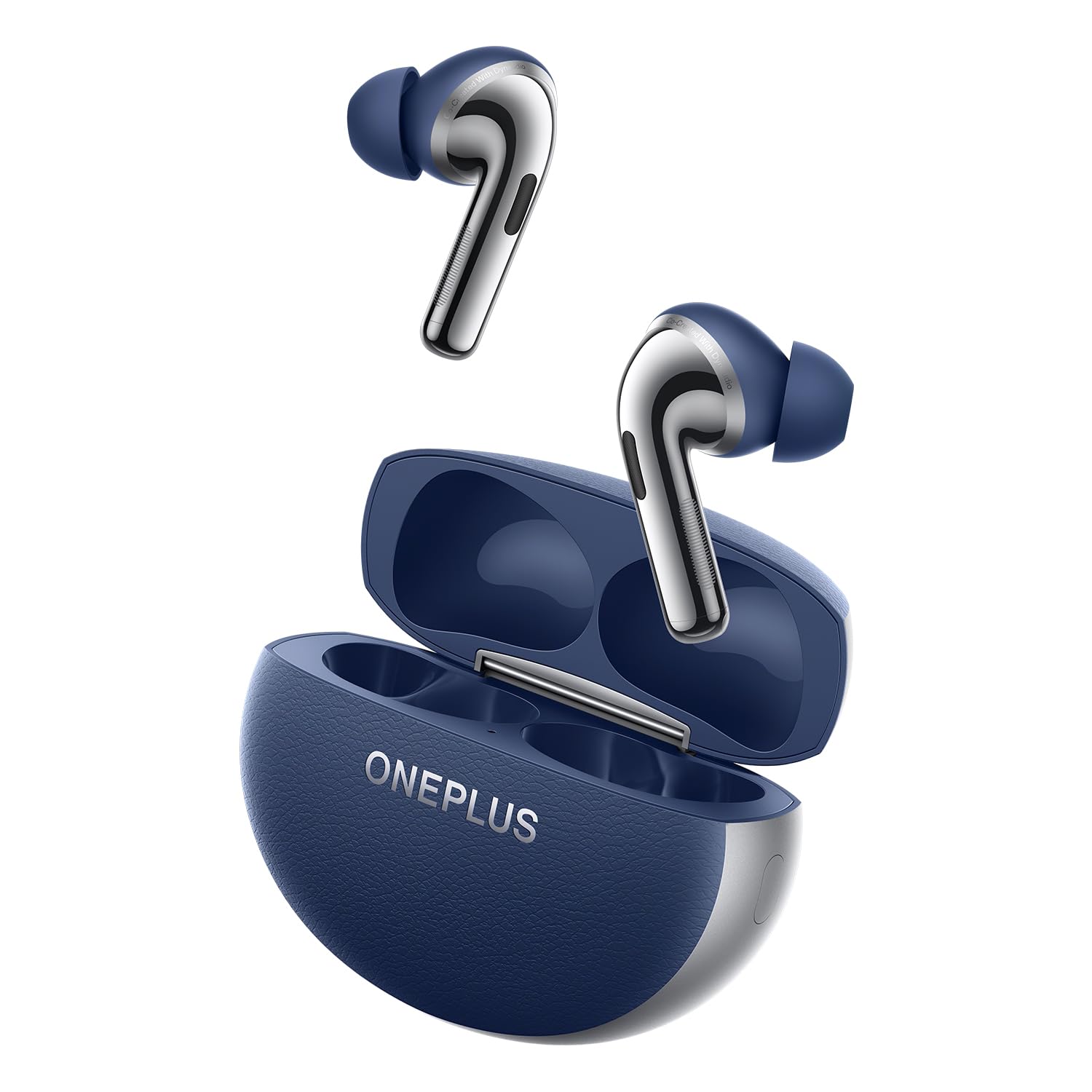 Sapphire Blue | OnePlus Buds Pro 3 Sapphire Blue earbuds with the open charging case