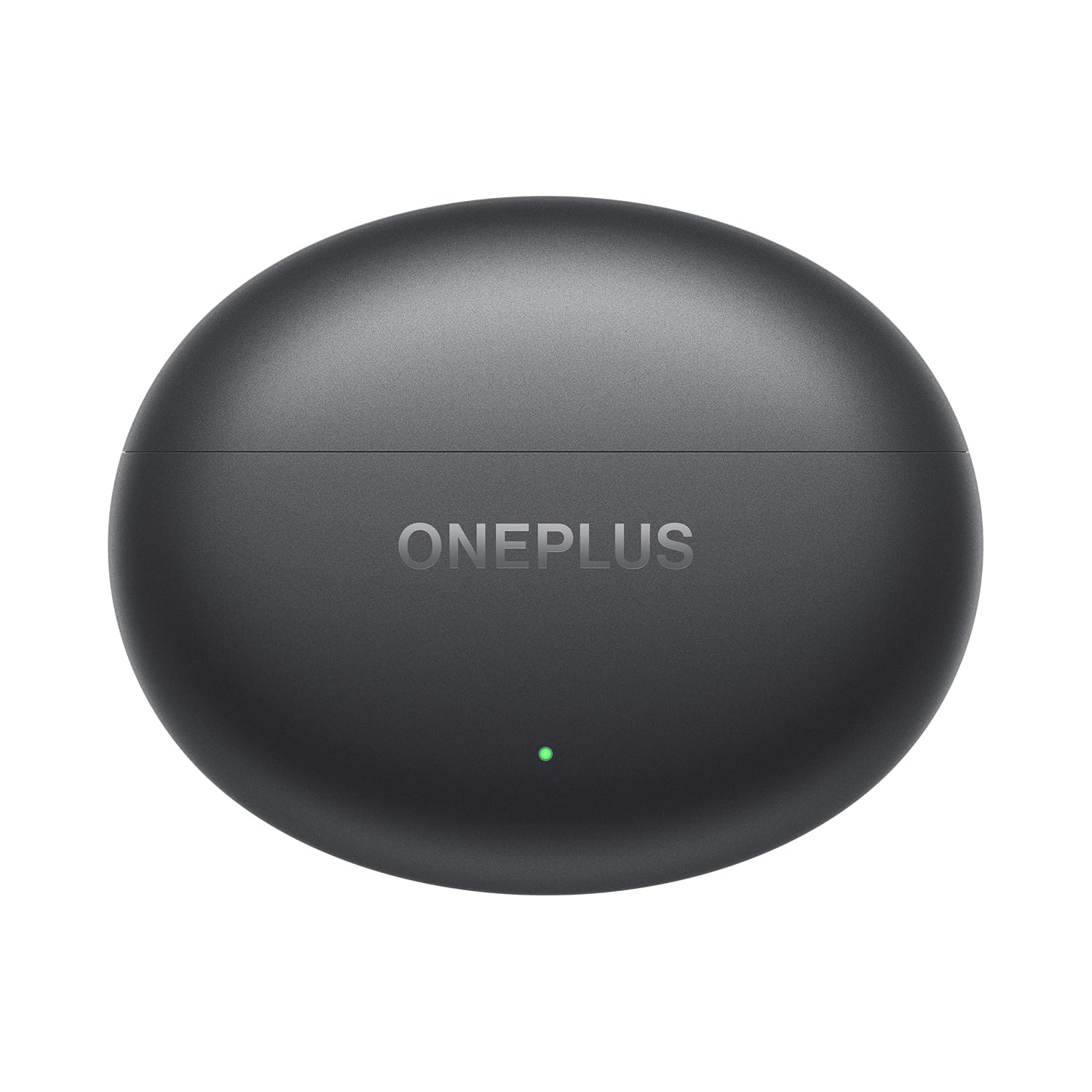 Storm Gray | OnePlus Buds 4 Storm Gray charging case closed, front with status light