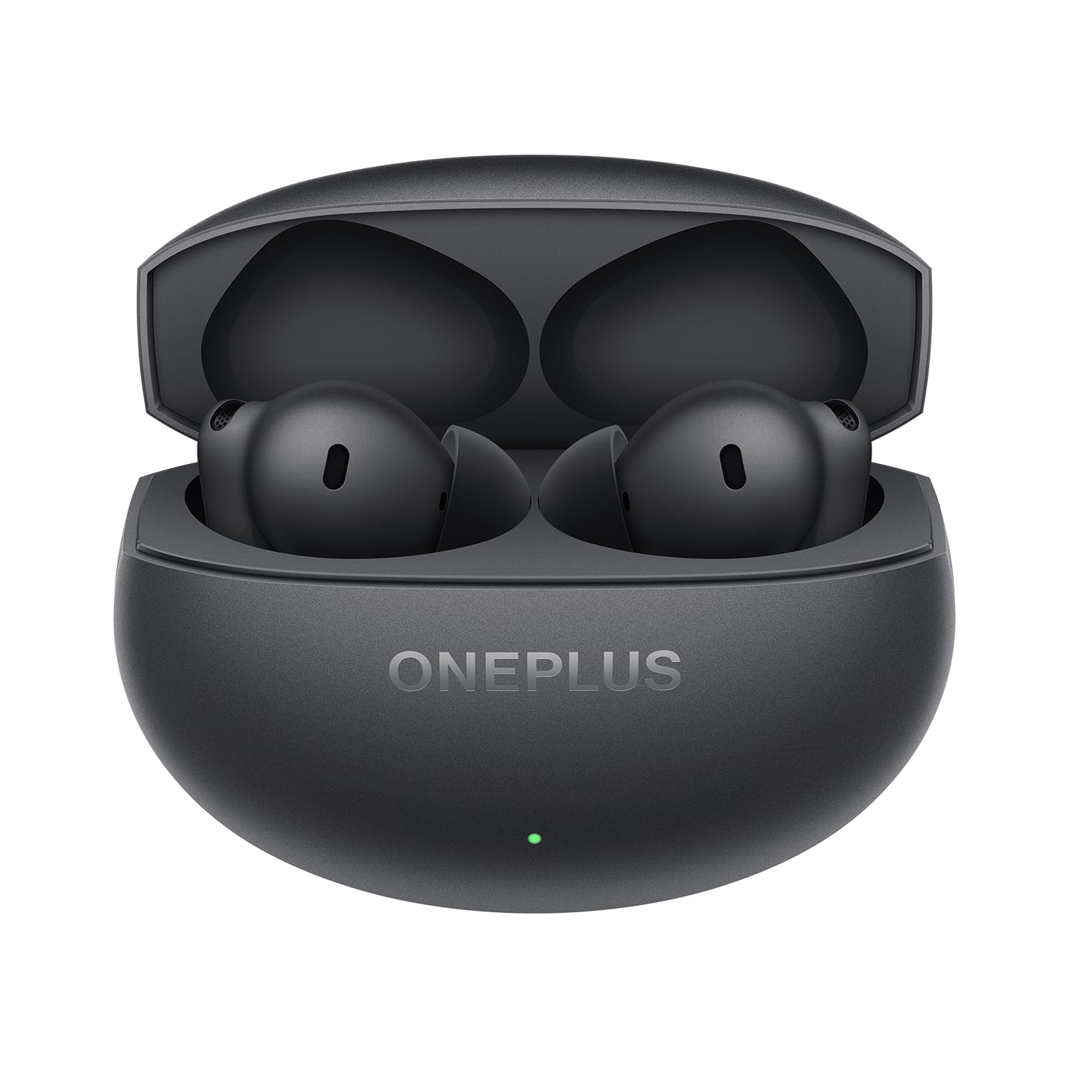 Storm Gray | OnePlus Buds 4 in Storm Gray, earbuds resting in the open charging case