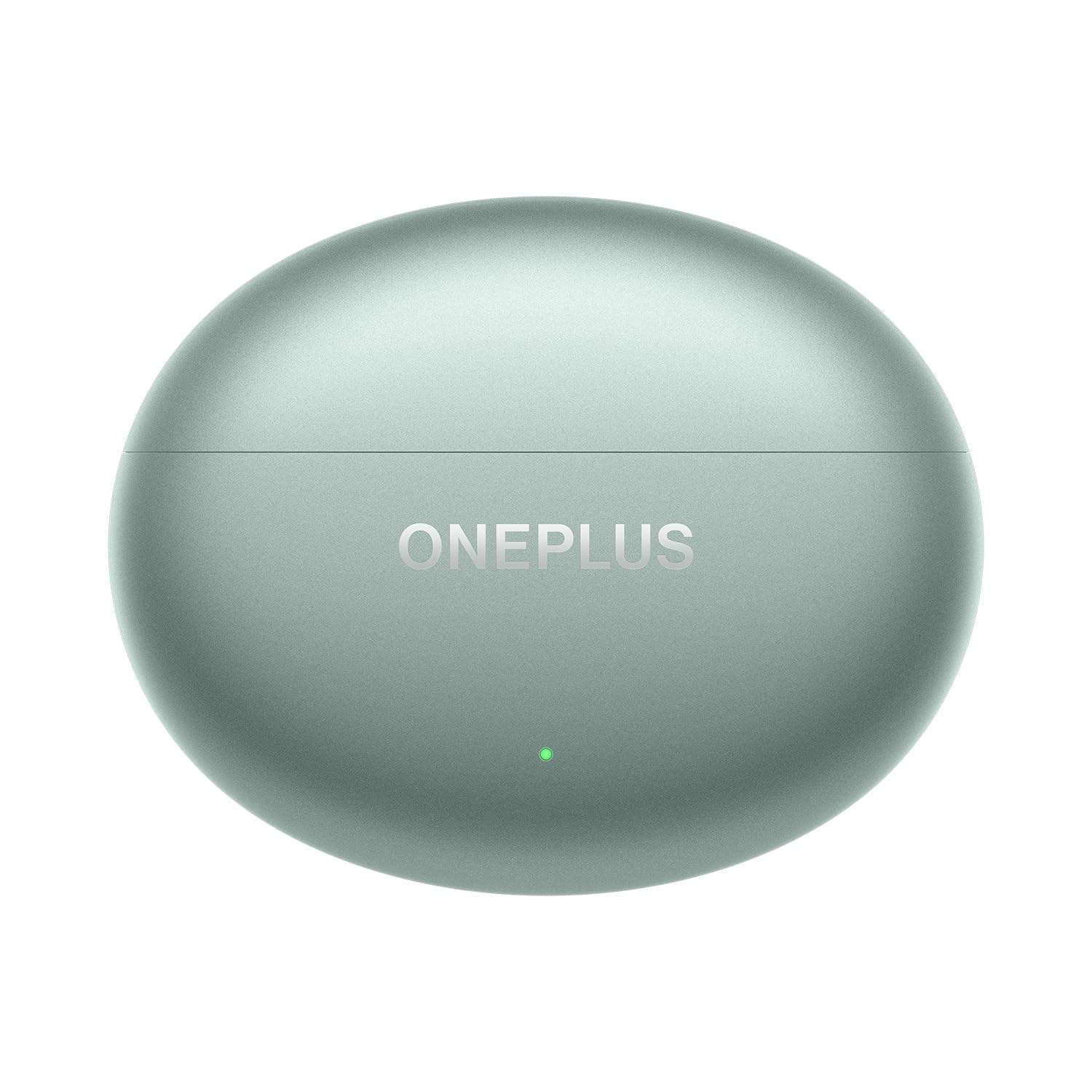 Zen Green | OnePlus Buds 4 Zen Green charging case closed, front with status light