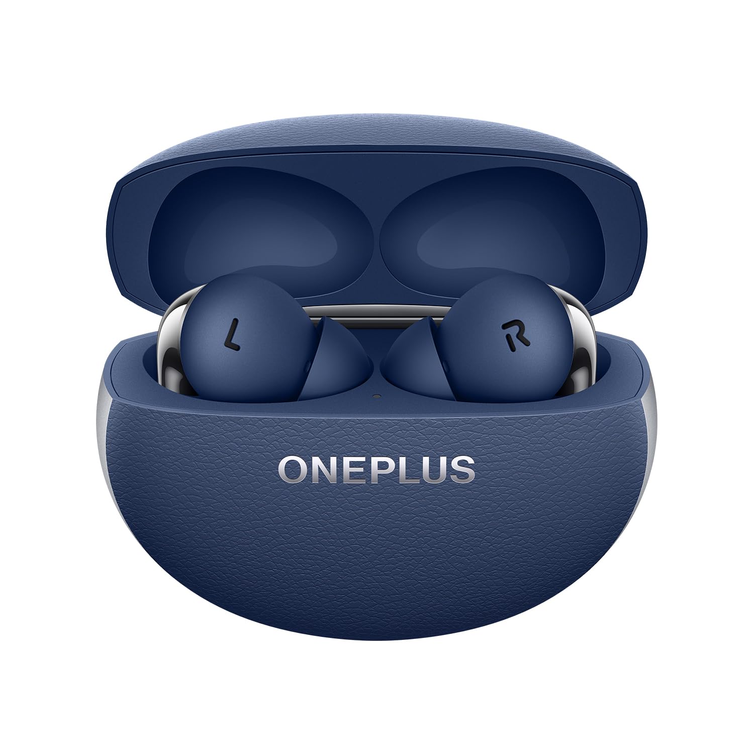Sapphire Blue | OnePlus Buds Pro 3 in Sapphire Blue, earbuds in the open leather charging case