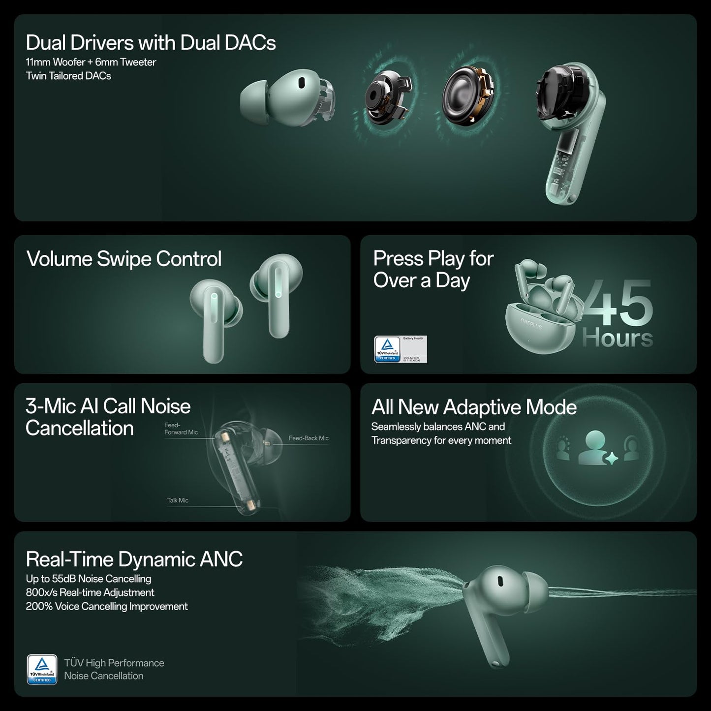 Shared | OnePlus Buds 4 features: dual drivers, 45-hour battery, 3-mic ANC and up to 55dB Real-Time ANC