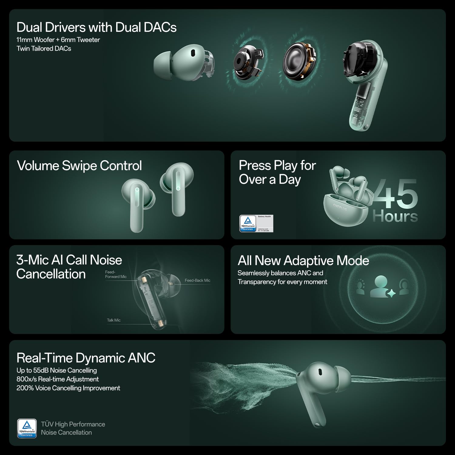 Shared | OnePlus Buds 4 features: dual drivers, 45-hour battery, 3-mic ANC and up to 55dB Real-Time ANC