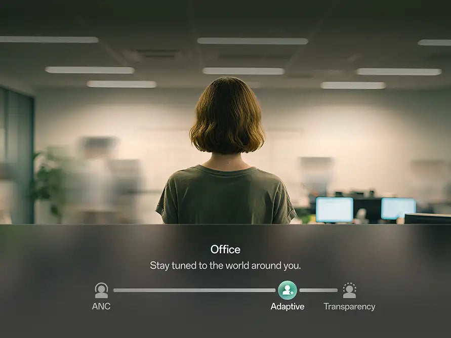 OnePlus Buds 4 adaptive sound in the office