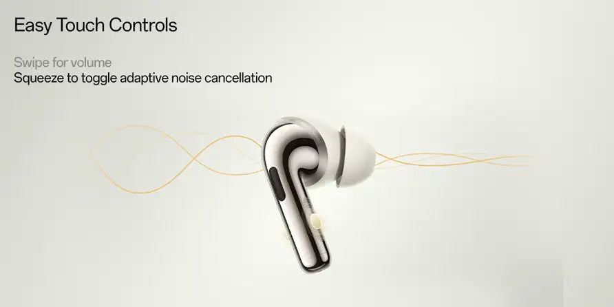 OnePlus Buds Pro 3 squeeze to toggle adaptive noise cancellation